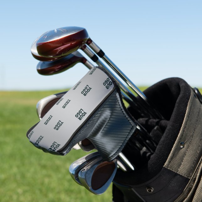 Repeating Logos on Grey Gradient (editable colour) Golf Head Cover (In Situ)