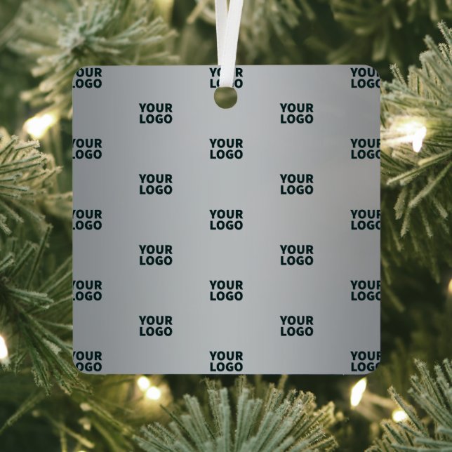 Repeating Logos on Grey Gradient (editable colour) Metal Tree Decoration (Insitu)