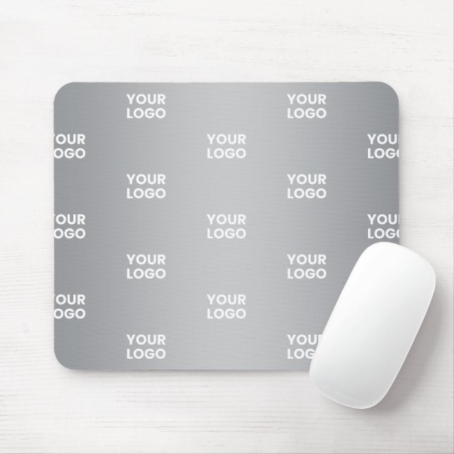 Repeating Logos on Grey Gradient (editable colour) Mouse Pad (With Mouse)