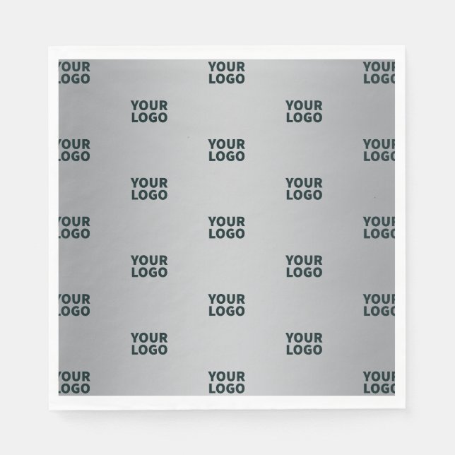Repeating Logos on Grey Gradient (editable colour) Napkin (Front)