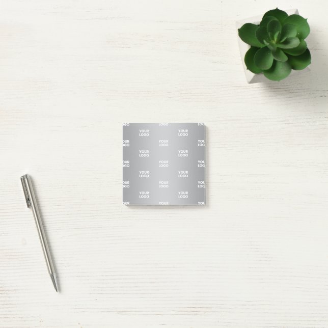 Repeating Logos on Grey Gradient (editable colour) Post-it Notes (Office)