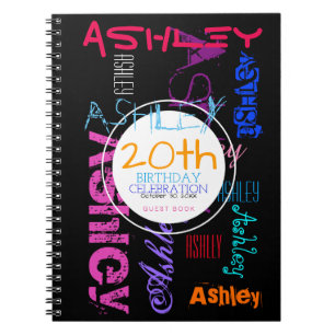 Repeating Name 6 Letters 20th Birthday GuestBook N Spiral Notebook
