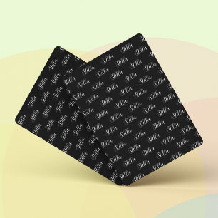 Repeating Name allover Black Playing Cards