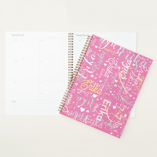 Repeating Name and Hearts Romantic Planner (Display)