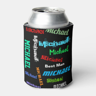 Repeating Name Best Man or Other Custom Text Can Cooler