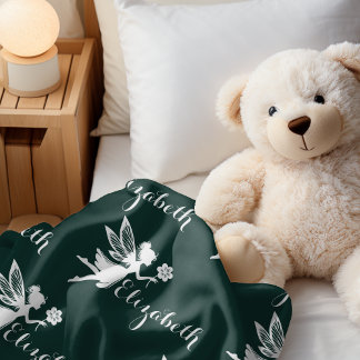 Repeating Name Fairy Magic Fern Glade Green Sherpa Blanket