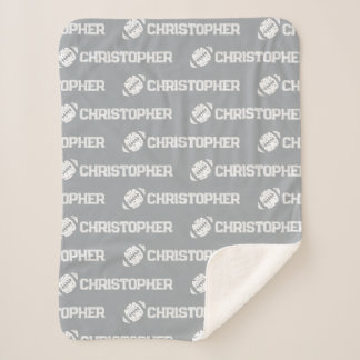 Repeating Name Football Dreams Grey Sherpa Blanket