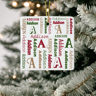 Repeating Name Initial Gender Neutral Personalised Ceramic Ornament