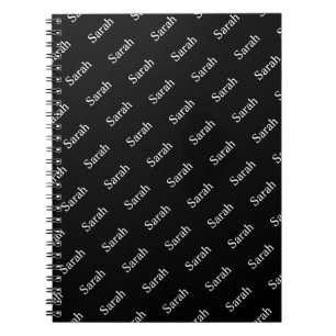 Repeating Name or Word Pattern Black & White Notebook
