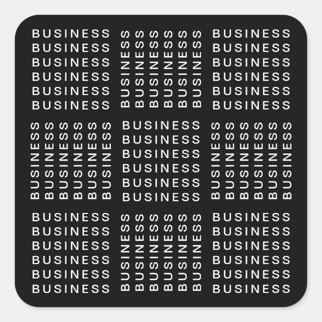 Repeating Name or Word Pattern Black & White Square Sticker (Front)