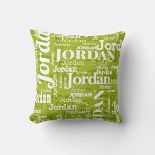 Repeating Name Pattern Chartreuse Modern Custom Cushion