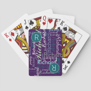 Repeating Name Personalised on Purple Playing Cards