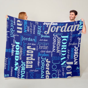  Repeating Name Shades of Blue and Silver Modern Fleece Blanket