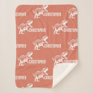 Repeating Name T-Rex Signature Raptor Rust Sherpa Blanket