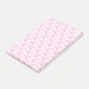 Repeating Name with Hearts Cute Girly Pink Post-it Notes