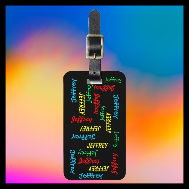 Repeating Names Black Background Bag Luggage Tag (Creator Uploaded)