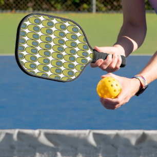 Repeating Olive Green and Gray Ovals Pickleball Paddle