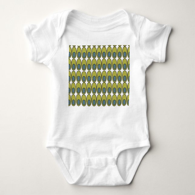 Repeating Olive Green and Grey Ovals Baby Bodysuit (Front)