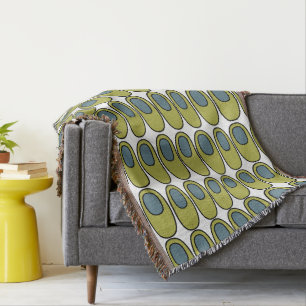 Repeating Olive Green and Grey Ovals Throw Blanket