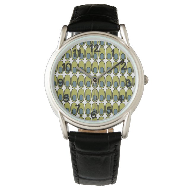 Repeating Olive Green and Grey Ovals Watch (Front)