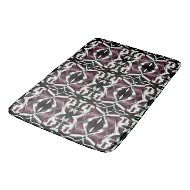 Repeating opaque red and gradient curves bath mat (Angled)