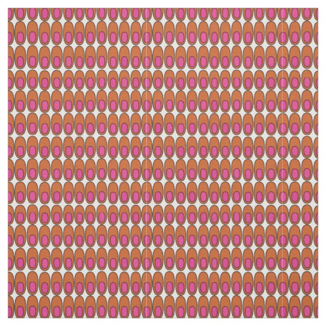 Repeating Orange and Pink Ovals Fabric (Swatch)