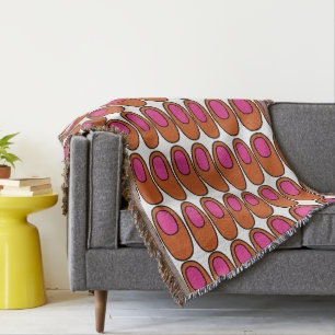 Repeating Orange and Pink Ovals Throw Blanket