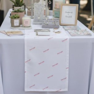 Repeating Pattern Business Logo Branded Display Short Table Runner