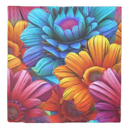 Repeating pattern of 3d colourful flowers