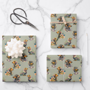 Repeating Pattern with Cute Dachshunds Pet Dog  Wrapping Paper Sheet