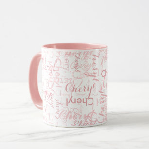 Repeating Personalised Names Allover Pink Mug