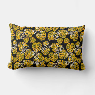 Repeating Salamander And Yellow Leaf Pattern Lumbar Cushion