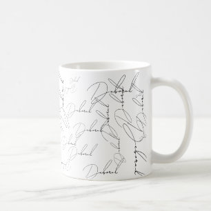 Repeating Thin Font Name Typography Pattern Coffee Mug