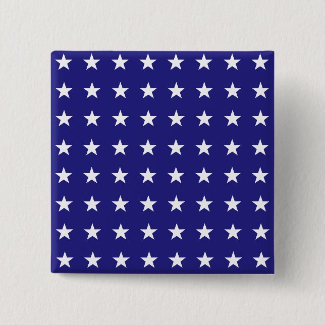 Repeating White Stars on Blue Background Pattern 15 Cm Square Badge (Front)