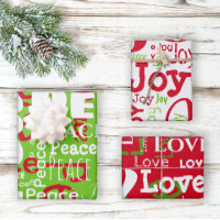 Repeating Word Peace Joy Love Red Green Christmas