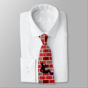 Repeller Climbing Down Brick Wall Personalized Tie