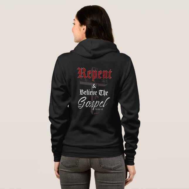 Repent & Believe the Gospel: Christian Faith Graph Hoodie (Back Full)