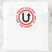 Repent & Believe the Gospel: Jesus Christian Faith Square Sticker (Bag)