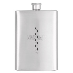 Repent Footprints Cross Hip Flask