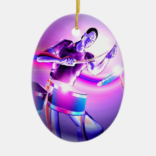 Repercussion - Purple Drummer Ceramic Tree Decoration