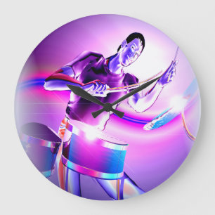 Repercussion - Purple Drummer  Large Clock