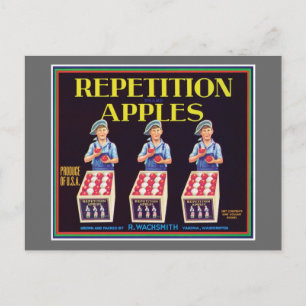 Repetition Apples Vintage Label Postcard
