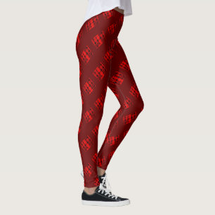 Repetition of red circles forming geometric shapes leggings