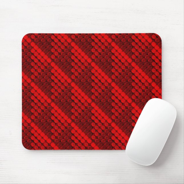 Repetition of red circles forming geometric shapes mouse pad (With Mouse)