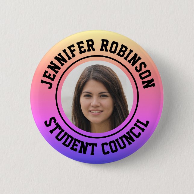 Replace Photo | Student Council 6 Cm Round Badge (Front)