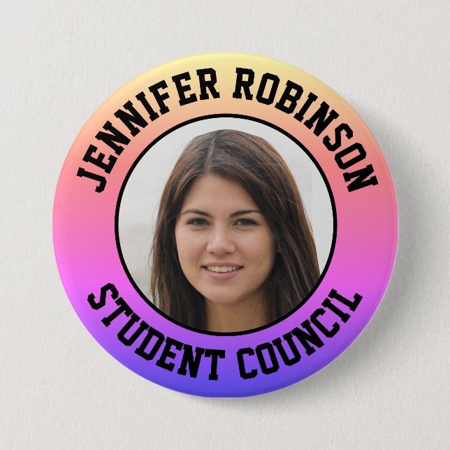 Replace Photo | Student Council 7.5 Cm Round Badge (Front)