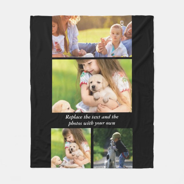 Replace text and photos with your own fleece blanket (Front)