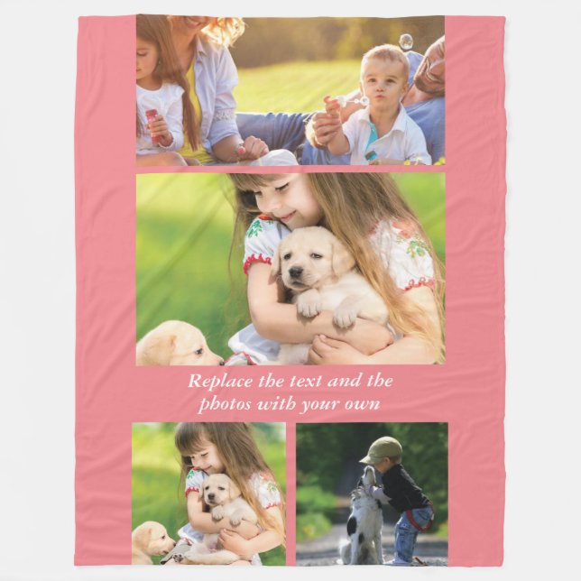 Replace text and photos with your own fleece blanket (Front)