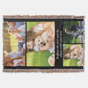Replace text and photos with your own throw blanket