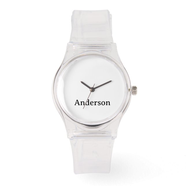 Replace Text Silicone Strap Clear Watch (Front)